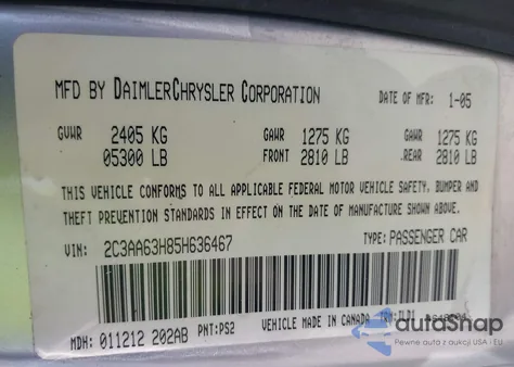2005 Chrysler 300C from USA, damaged, VIN 2C3AA63H85H636467